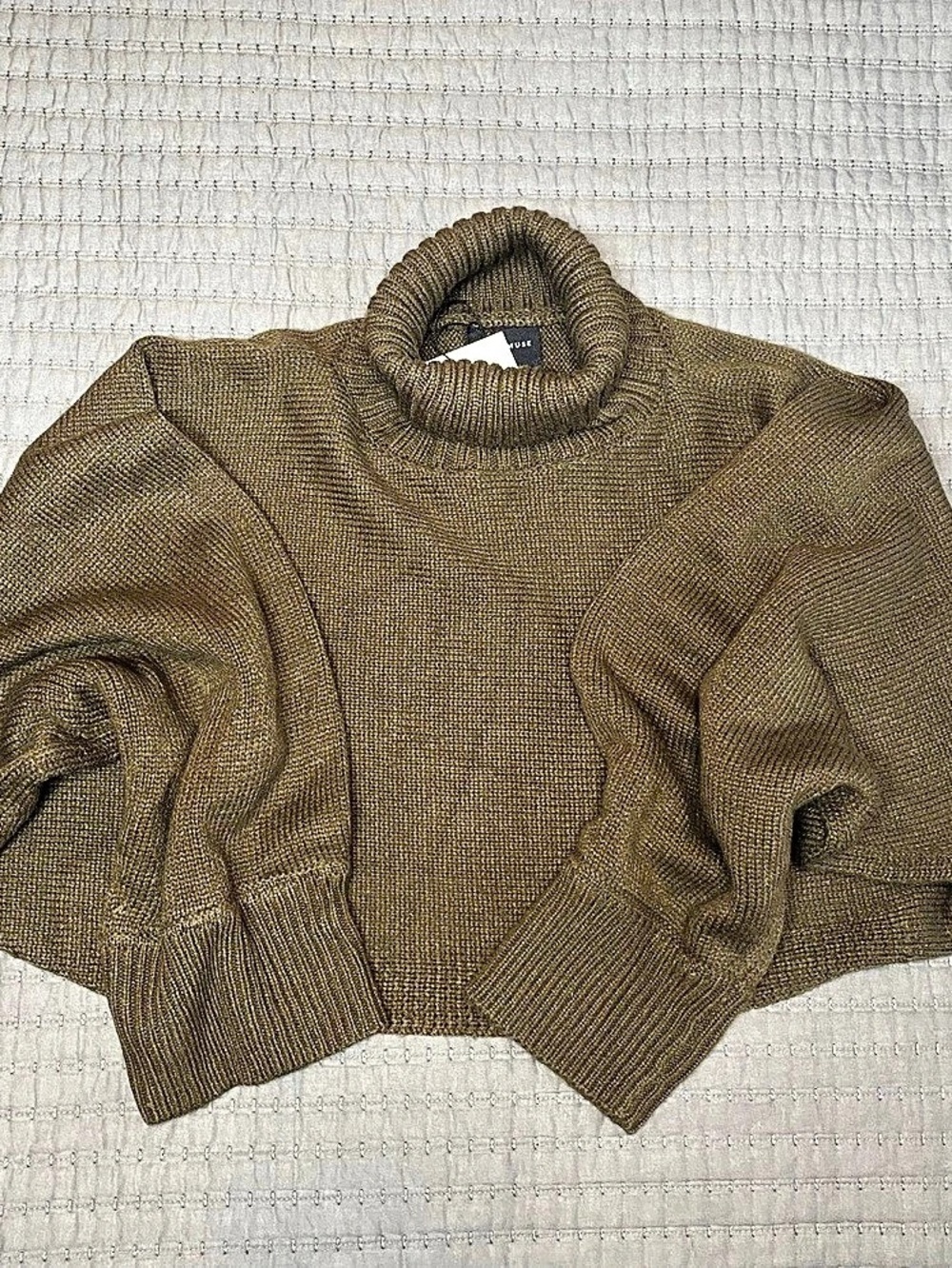 Miou Muse Chocolate Cropped Turtleneck Sweater NWT Size Small